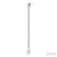 1 1/4 Ctw Lovebright Pear Shape Dangle Tip Round Cut Diamond Fashion Long Earrings in 14K White Gold