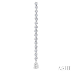1 1/4 Ctw Lovebright Pear Shape Dangle Tip Round Cut Diamond Fashion Long Earrings in 14K White Gold
