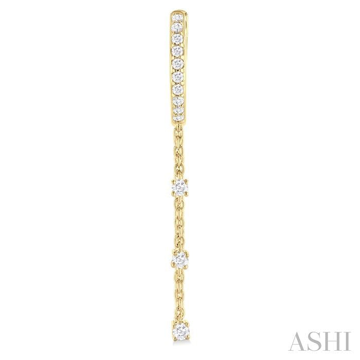 1/3 Ctw Round Cut Diamond Chain Dangler Hoop Earring in 10K Yellow Gold