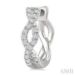 1/6 Ctw Entwined Round Cut Diamond Huggie Petite Earrings in 10K White Gold