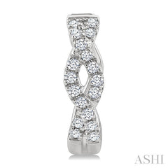 1/6 Ctw Entwined Round Cut Diamond Huggie Petite Earrings in 10K White Gold