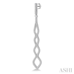 3/4 Ctw Round Cut Diamond Long Earrings in 14K White Gold