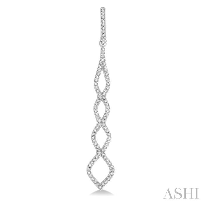 3/4 Ctw Round Cut Diamond Long Earrings in 14K White Gold