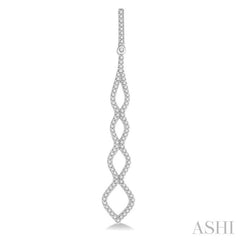 3/4 Ctw Round Cut Diamond Long Earrings in 14K White Gold