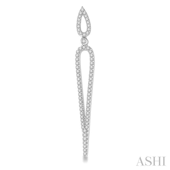 3/4 Ctw Round Cut Diamond Long Earrings in 14K White Gold