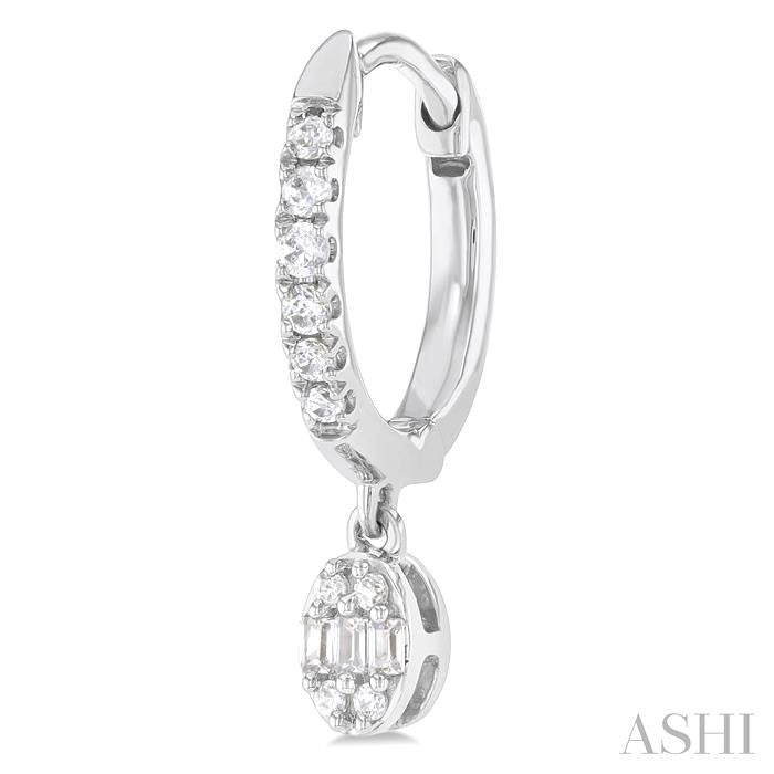 1/3 Ctw Petite Oval Shape Fusion Diamond Fashion Huggies in 10K White Gold