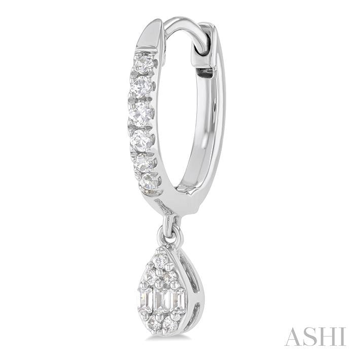 1/3 Ctw Petite Pear Shape Fusion Diamond Fashion Huggies in 10K White Gold
