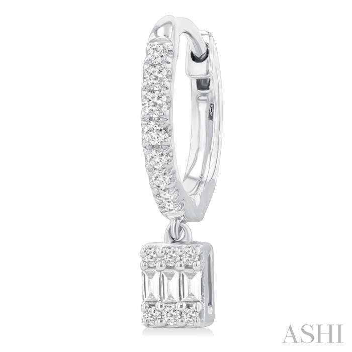 1/3 Ctw Petite Rectangle Shape Fusion Diamond Fashion Huggies in 10K White Gold
