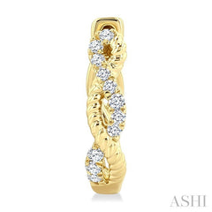 1/10 Ctw Split & Twisted Rope and Round Cut Diamond Huggie Petite Earrings in 10K Yellow Gold