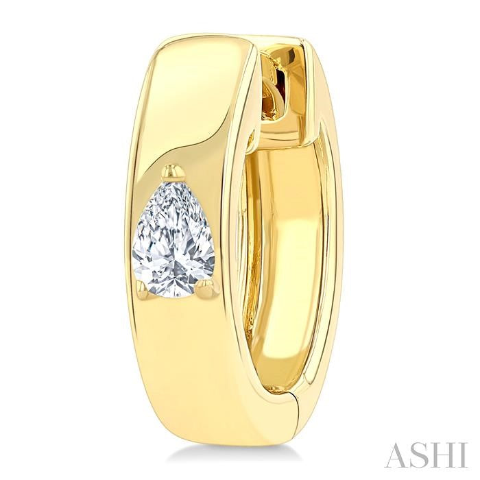 1/6 Ctw Pear Shape Diamond Petite Huggie Earrings in 10K Yellow Gold