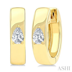 1/6 Ctw Pear Shape Diamond Petite Huggie Earrings in 10K Yellow Gold