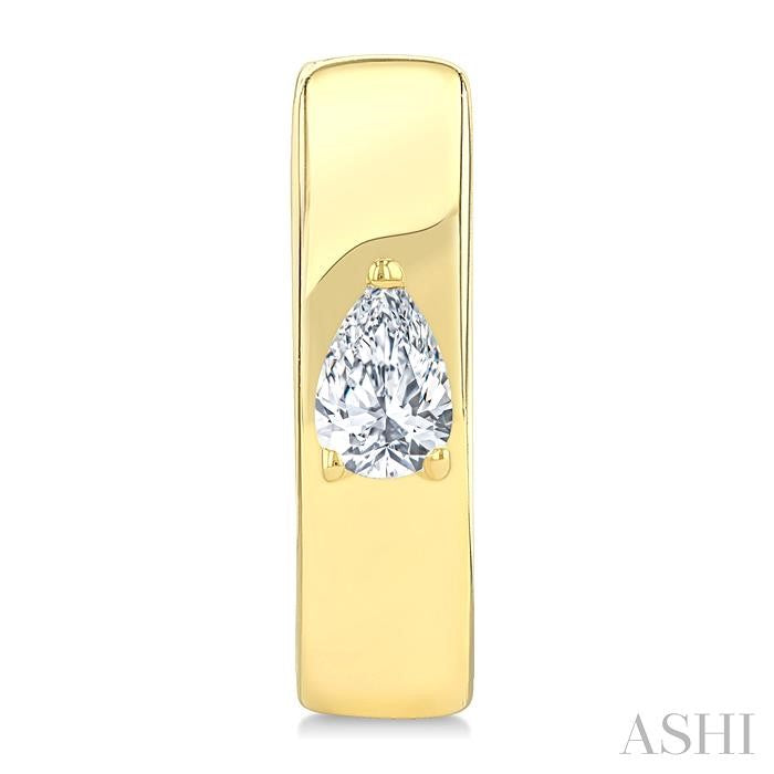 1/6 Ctw Pear Shape Diamond Petite Huggie Earrings in 10K Yellow Gold