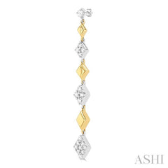 1/2 Ctw Graduated Diamond Shape Round Cut Diamond Fashion Long Earring in 14K Yellow and White Gold