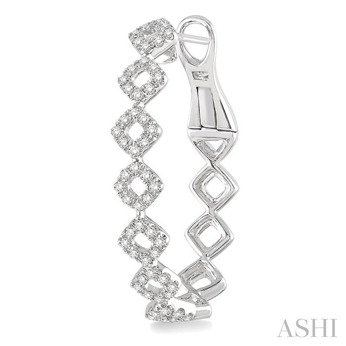 1 Ctw Round Cut Diamond Hoop Earrings in 14K White Gold