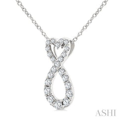 1/4 Ctw Heart Shape Round Cut Diamond Infinity Fashion Pendant With Chain in 10K White Gold