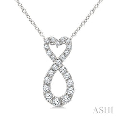 1/4 Ctw Heart Shape Round Cut Diamond Infinity Fashion Pendant With Chain in 10K White Gold