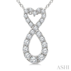 1/4 Ctw Heart Shape Round Cut Diamond Infinity Fashion Pendant With Chain in 10K White Gold