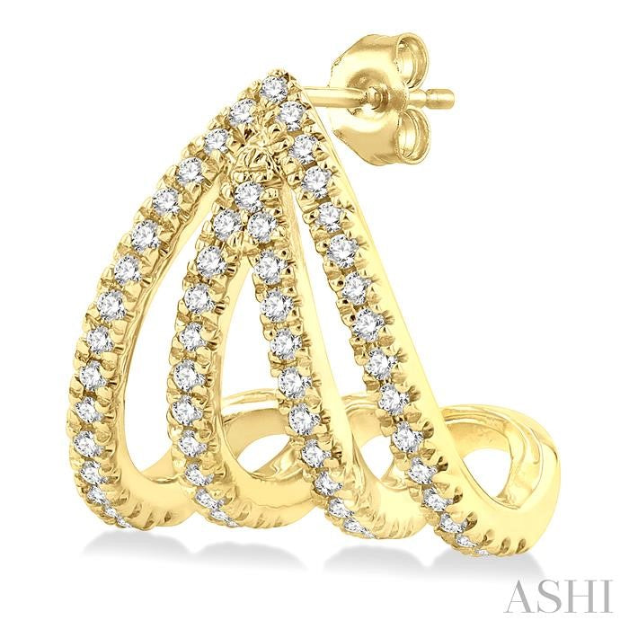1/3 Ctw Petite Claw Round Cut Diamond Fashion Stud Earring in 10K Yellow Gold