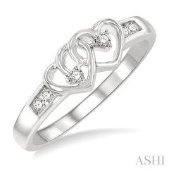 1/10 Ctw Twin Hearts Diamond Ring in 10K White Gold