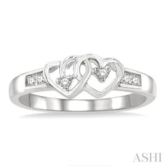 1/10 Ctw Twin Hearts Diamond Ring in 10K White Gold
