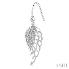 1/20 Ctw Round Cut Diamond Angel Wings Diamond Earrings in Sterling Silver
