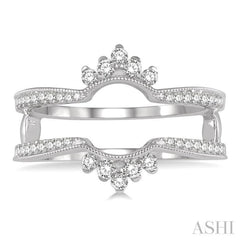 1/3 Ctw Curved Center Round Cut Diamond Insert Ring in 14K White Gold
