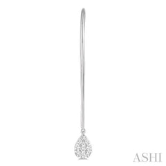 1/2 Ctw Pear Shape Dangler Lovebright Round Cut Diamond Earring in 14K White Gold