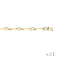 1 1/5 Ctw Lovebright Round Cut Diamond Paperclip Link Bracelet in 14K Yellow and White Gold