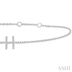 1/20 Ctw Initial 'H' Round Cut Diamond Bracelet in 10K White Gold