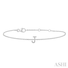 1/20 Ctw Initial 'J' Round Cut Diamond Bracelet in 10K White Gold
