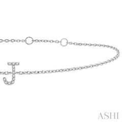 1/20 Ctw Initial 'J' Round Cut Diamond Bracelet in 10K White Gold