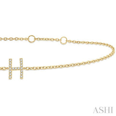 1/20 Ctw Initial 'H' Round Cut Diamond Bracelet in 10K Yellow Gold