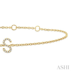 1/20 Ctw Initial 'S' Round Cut Diamond Bracelet in 10K Yellow Gold