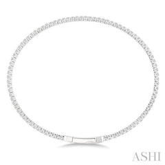 1 Ctw Round Cut Diamond Full way Straight Flex Bangle in 14K White Gold