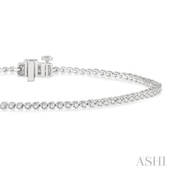 1 Ctw Round Cut Diamond 3-Prong Tennis Bracelet in 14K White Gold