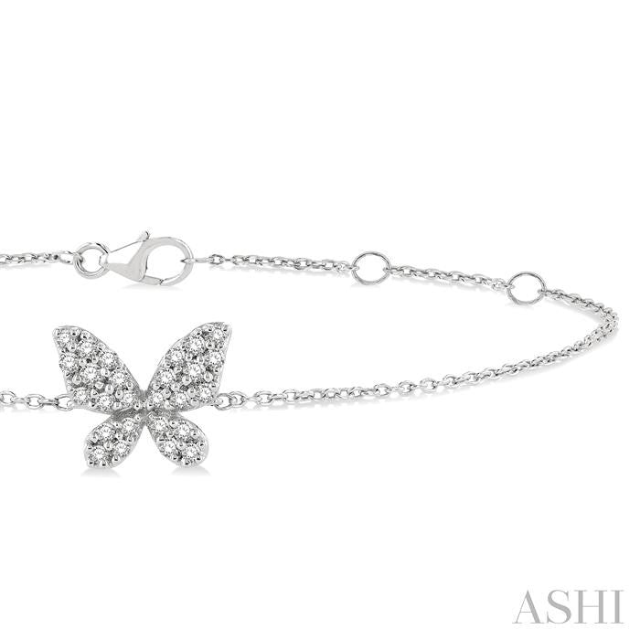 1/6 Ctw Petite Butterfly Round Cut Diamond Fashion Bracelet in 10K White Gold