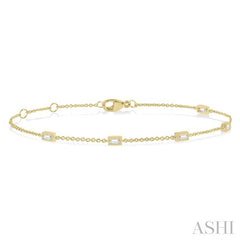 1/4 Ctw Petite Baguette Diamond Station Bracelet in 14K Yellow Gold
