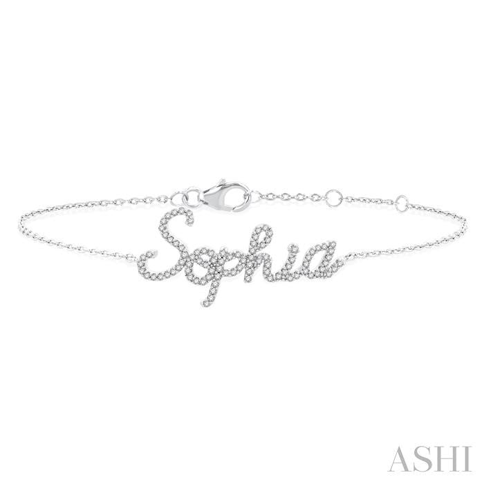 1/4 Ctw 'Sophia' Script Name Round Cut Diamond Bracelet in 10K White Gold