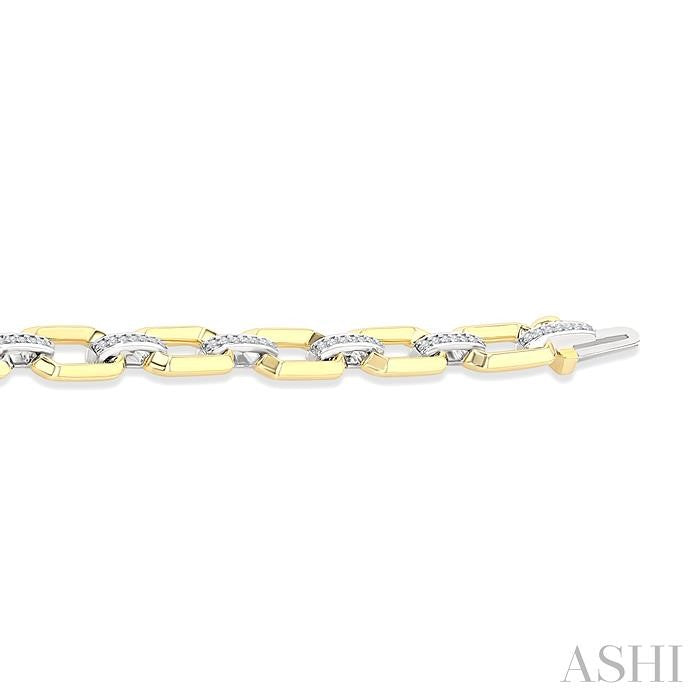 1/3 Ctw Round Cut Diamond Bold Octagonal Shape Link Bracelet in 10K Yellow and White Gold