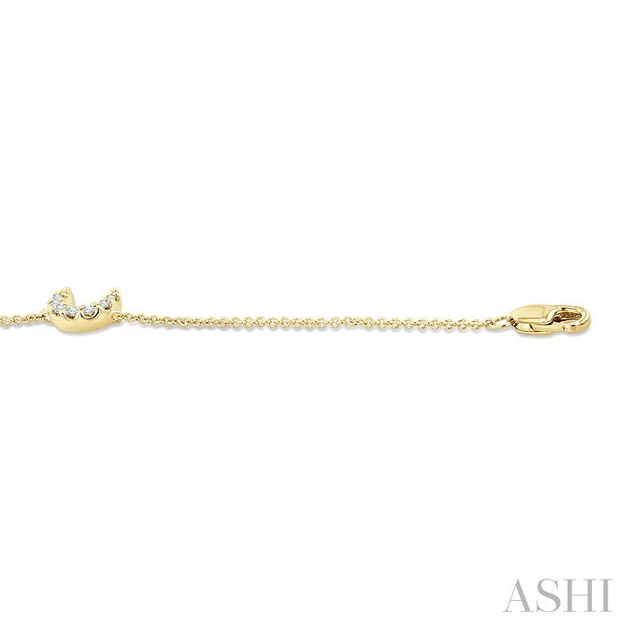 1/20 Ctw Petite Crescent Moon Round Cut Diamond Fashion Bracelet in 10K Yellow Gold