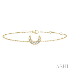1/20 Ctw Petite Crescent Moon Round Cut Diamond Fashion Bracelet in 10K Yellow Gold