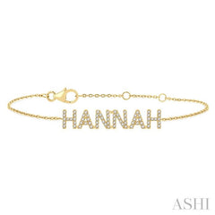 1/4 Ctw 'HANNAH' Block Name Round Cut Diamond Bracelet in 10K Yellow Gold