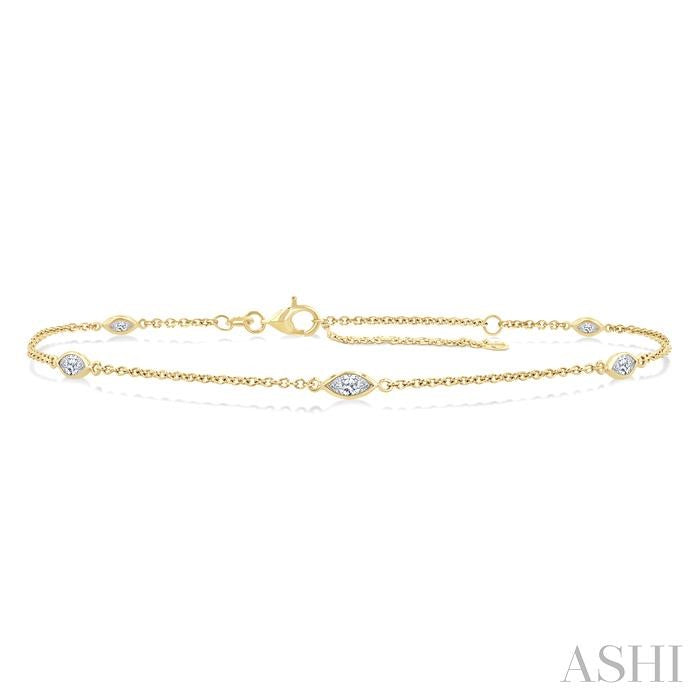1/2 Ctw Marquise Cut Diamond Station Bracelet in 14K Yellow Gold