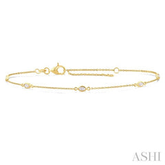 1/4 Ctw Marquise Cut Diamond Station Bracelet in 14K Yellow Gold