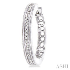 1/4 Ctw Round Cut Diamond Hoop Earrings in Sterling Silver