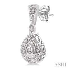 1/20 Ctw Pear Shape Round Cut Diamond Earrings in Sterling Silver