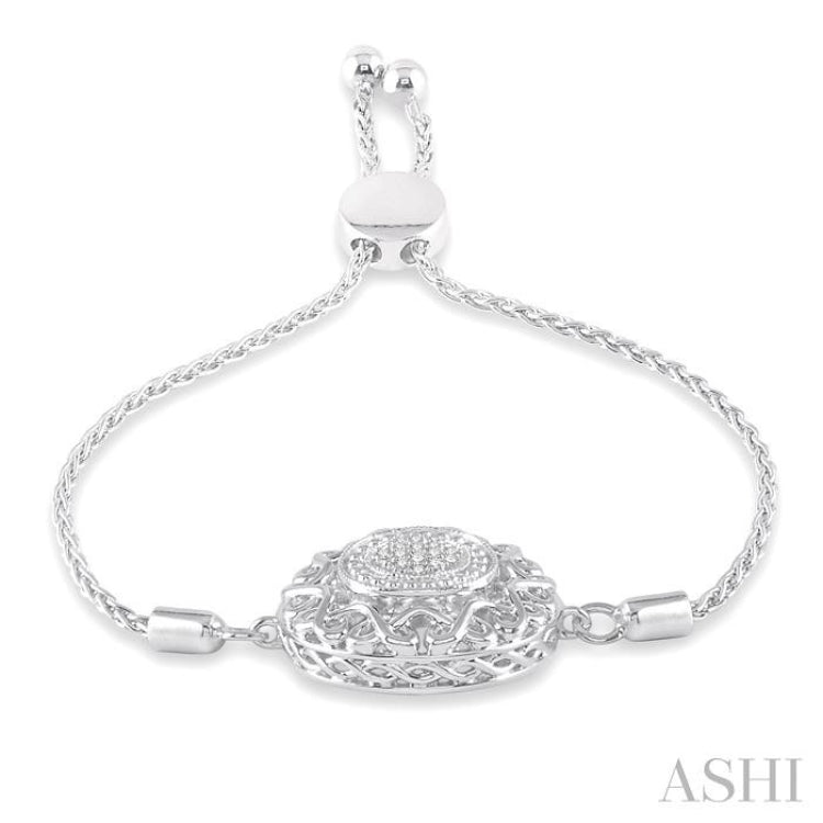 1/20 Ctw Circular Lattice Round Cut Diamond Lariat Bracelet in Sterling Silver