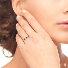2.6 MM Sapphire and 1/4 Ctw Round Cut Diamond Precious Wedding Band in 14K White Gold