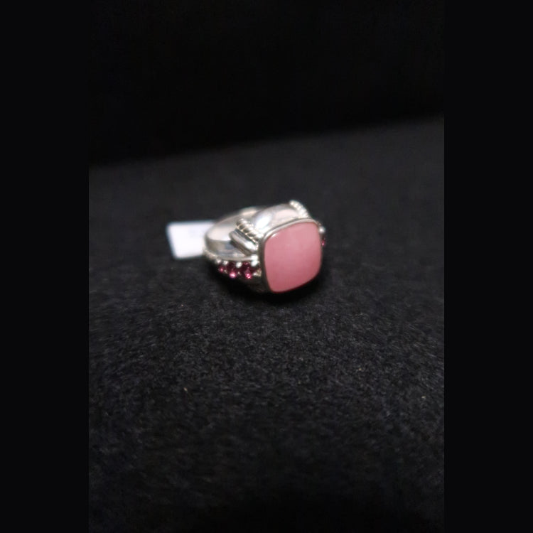 Judith Ripka rose quartz and pink sapphire ring 
