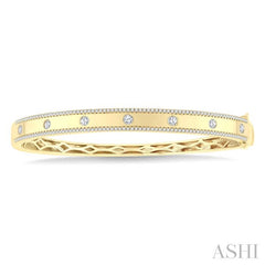 1 Ctw Flush Set Round Cut Diamond Fashion Bangle in 14K Yellow Gold 